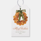 Kerstkrans van sinaasappel cadeaulabel (Voorkant)