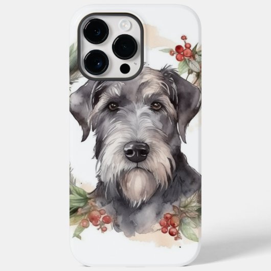 Kerstkrans van Wolfshond Festieve Pup  Case-Mate iPhone Case (Achterkant)