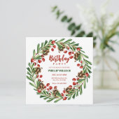 Kerstkrans verjaardagsfeestje kaart (Staand voorkant)