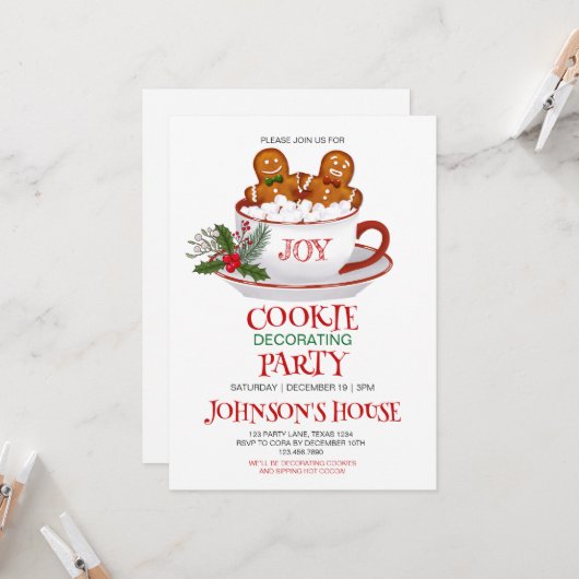 Kerstkrans Versieren Feest Uitnodiging (Voorkant / Achterkant in situ)