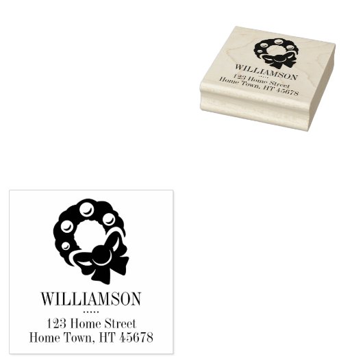 Kerstkrans Vierkant Retouradres Rubberstempel (Gestempeld)