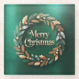 Kerstkrans Vierkante Glas Onderzetter