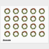 Kerstkrans vintage dennenrood retro ronde sticker (Vel)