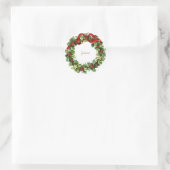 Kerstkrans vintage dennenrood retro ronde sticker (Tas)