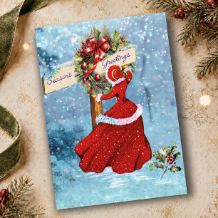 Kerstkrans vintage rode glitters meisje vakantie 