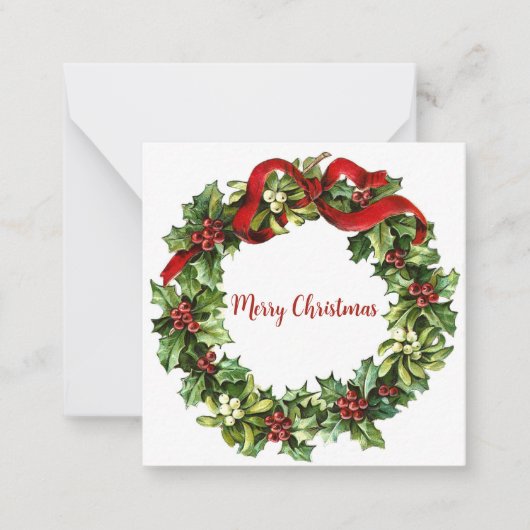 Kerstkrans vintage stijl retro Klassiek   Notitiekaartje (Voorkant)