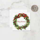 Kerstkrans vintage stijl retro Klassiek   Notitiekaartje (Voorkant / Achterkant in situ)