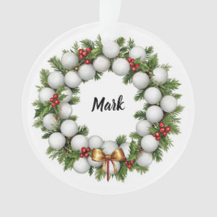 Kerstkrans voor golf met naam van golfer ornament