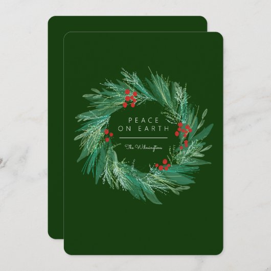 Kerstkrans Vredeswens Kerstkaart (Voorkant / Achterkant)