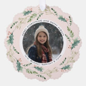 kerstkrans | Vrolijk alles foto Ornament Kaart (Voorkant)