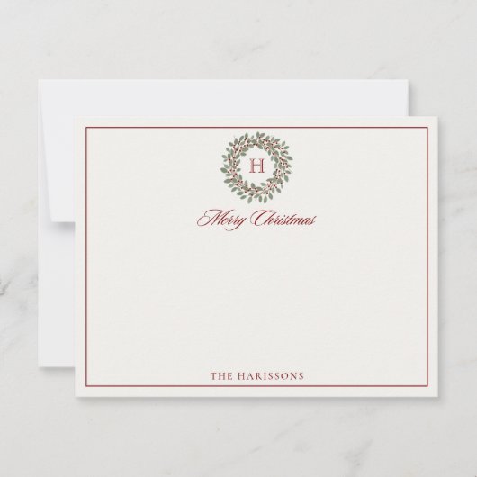 Kerstkrans Vrolijk Kerstbriefje Kaart (Voorkant)