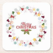 Kerstkrans Vrolijke Groeten Collectie Kartonnen Onderzetters (Voorkant)