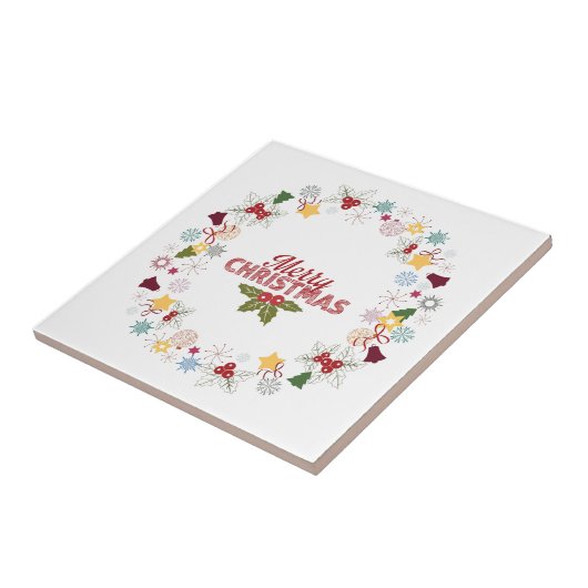 Kerstkrans Vrolijke Groeten Collectie Tegeltje (Zijkant)