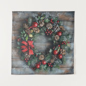 Kerstkrans wandtapijt wandkleed (Voorkant (horizontaal))