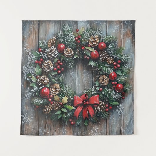 Kerstkrans wandtapijt wandkleed (Voorkant)