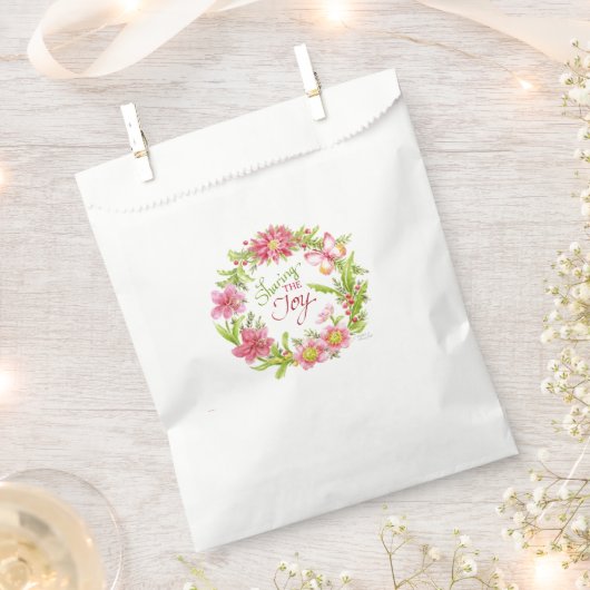 Kerstkrans Waterverf Bloemen Bedankzakje (Geknipt)