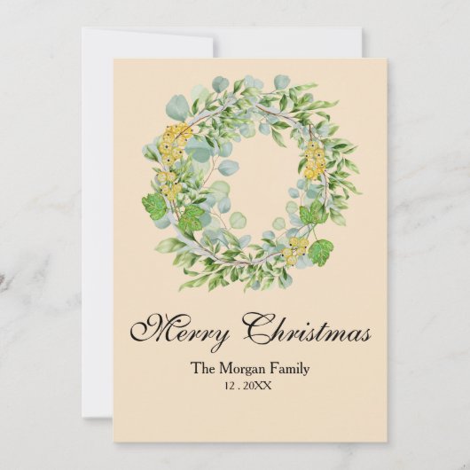 Kerstkrans Waterverf Feestdagenkaart (Voorkant)