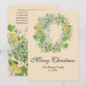 Kerstkrans Waterverf Feestdagenkaart (Voorkant / Achterkant)