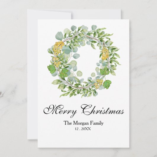 Kerstkrans Waterverf Feestdagenkaart (Voorkant)