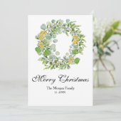 Kerstkrans Waterverf Feestdagenkaart (Staand voorkant)