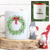 Kerstkrans Waterverf Rode bessen & Pine Tweekleurige Koffiemok