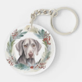 Kerstkrans Weimaraner Festieve Pup Sleutelhanger (Achterkant)