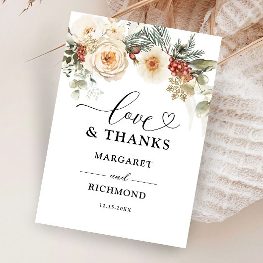 Kerstkrans Winter bruiloft Dank u kaarten