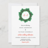 kerstkrans | Winter bruiloft monogram Kaart (Voorkant)