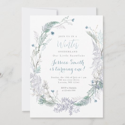 Kerstkrans Winter Onederland 1e verjaardag Kaart (Voorkant)