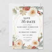 Kerstkrans Winter Wedding Save The Date Kaart (Voorkant)