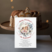 Kerstkrans witte bloemen en bessen foto feestdagenkaart