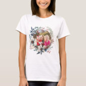 Kerstkrans, witte bloemen, rode bessen foto t-shirt (Voorkant)