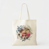 Kerstkrans, witte bloemen, rode bessen foto tote bag (Voorkant)