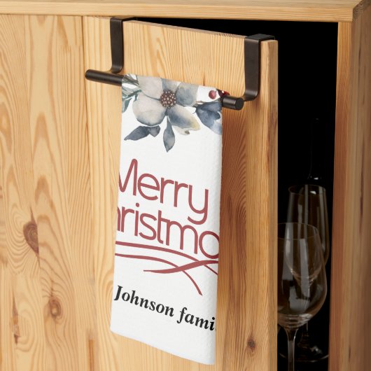 Kerstkrans, witte bloemen, rode bessen vreugde theedoek (Derde Gevouwen)