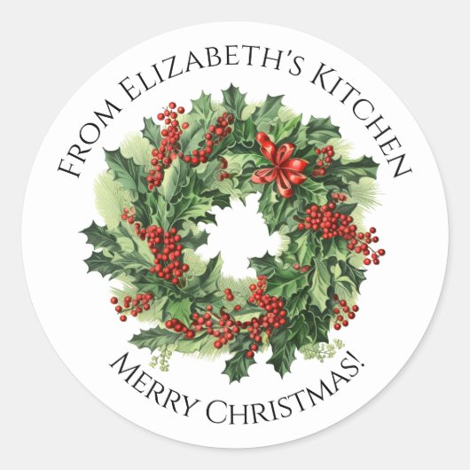 Kerstkrans Zelfgemaakte Voedsel Gift Ronde Sticker (Voorkant)