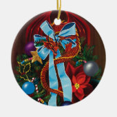 Kerstkransdraak Keramisch Ornament (Voorkant)