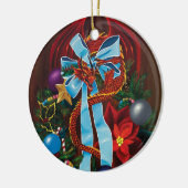 Kerstkransdraak Keramisch Ornament (Links)