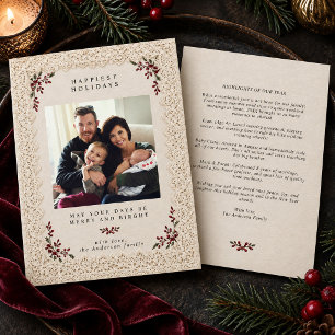 Kerstkransfamiliefoto Nieuwsbrief met Kanten Rand Feestdagenkaart