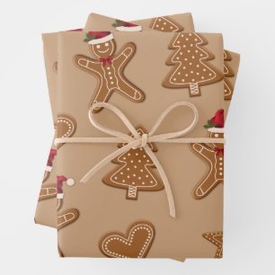 Kerstkranspeculatiefiguren op bruine achtergrond inpakpapier vel