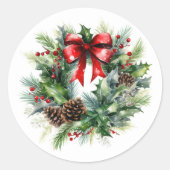 Kerstkransstickers Ronde Sticker (Voorkant)