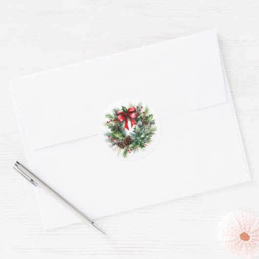 Kerstkransstickers Ronde Sticker (Envelop)
