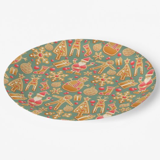 Kerstkrant Borden/Kerstman en vrienden Papieren Bordje (Gekanteld)