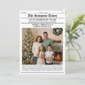 Kerstkrant Foto Familie Nieuwsbrief Feestdagenkaart (Staand voorkant)