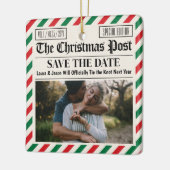 Kerstkrant Huwelijksaankondiging Krant Keramisch Ornament (Links)