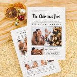 Kerstkrant jaar in Review 7 foto's Feestdagenkaart<br><div class="desc">Lees er alles over! Verander uw vakantiepas in een charmante souvenir met deze kerstfotokaart in krantenstijl! Op de voorkant staat je stad en jaar bovenaan, gevolgd door "The Christmas Post" in een klassiek zwart lettertype. Op de kop staat "Breaking News: Christmas Joy on the Rise", met je familienaam in vetgedrukte...</div>