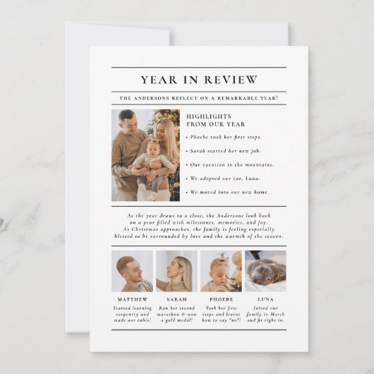 Kerstkrant jaar in Review 7 foto's Feestdagenkaart (Achterkant)