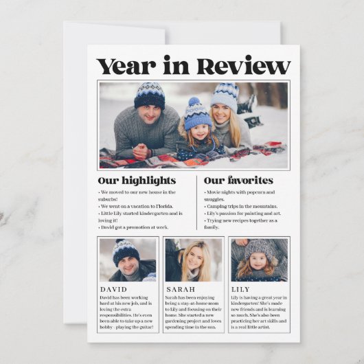 Kerstkrant Jaar in Review Familiefoto Feestdagenkaart (Achterkant)
