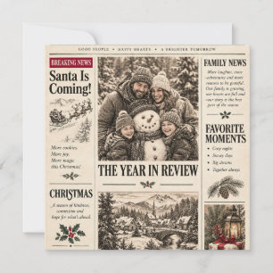 Kerstkrant Oud-Hollands, Retro Familie Vakantie Kaart