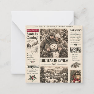 Kerstkrant Oud-Hollands, Retro Familie Vakantie Notitiekaartje