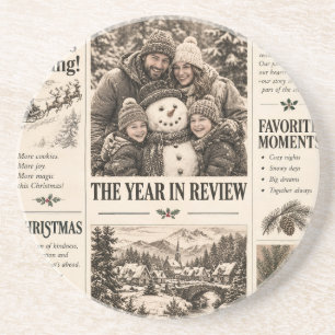 Kerstkrant Oud-Hollandse Kerst, Retro Familie Vaka Zandsteen Onderzetter